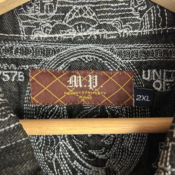 Members Property Embroidered Vest 2XL Money Denim‎ Hip Hop Scarface Y2K Gothic - Picture 5 of 7